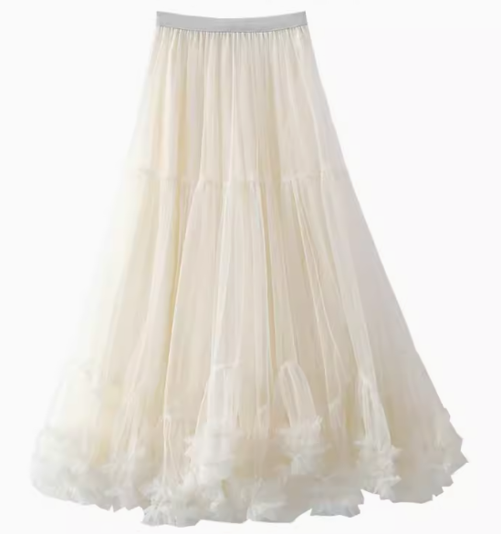 Italian White Ruffled High Waist Cotton Skirt Summer F4162 Ada Fashion