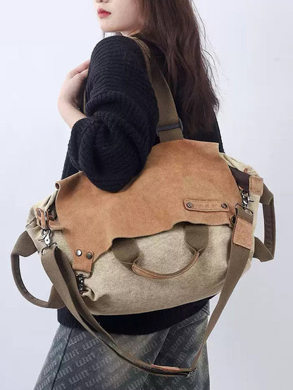 Women Vintage Genuine Leather Spliced Shoulder Bag WU016 BUYKUD