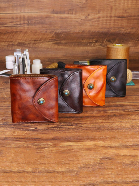 Wallet Leather Retro Square Multifunctional FashionChic