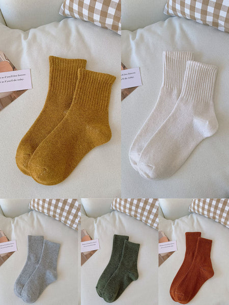 5 Pairs Women Solid Warm Wool Winter Socks BA1027 Genistyle Shop