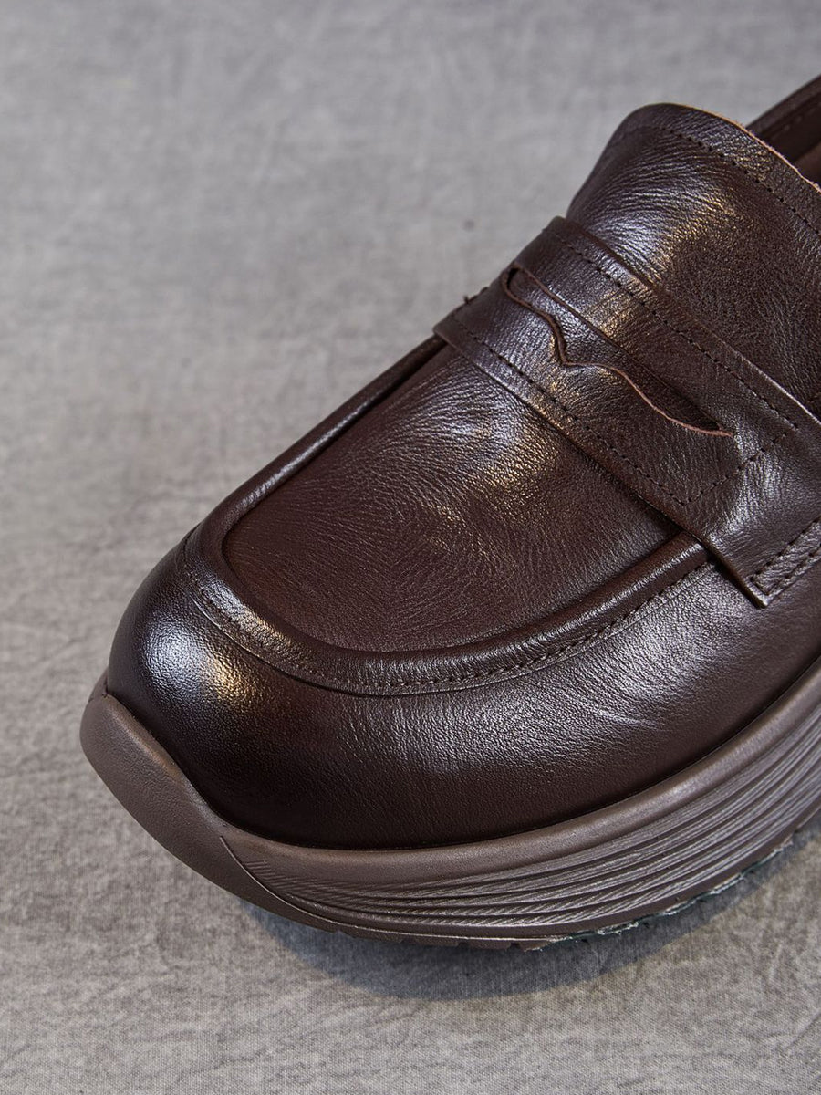 Platform Leather Shoes Women Genuine Vintage FashionChic