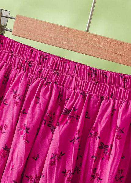 Casual Rose Wrinkled Print Cotton Skirt Summer AZ1030 shopify