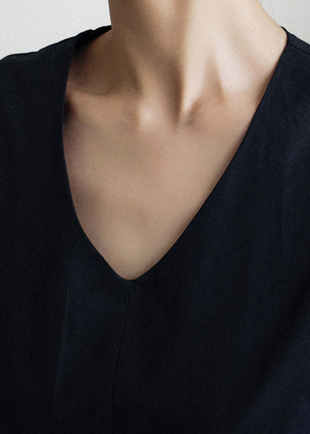 Lantern Cotton Vacation Dress Wrinkled Sleeve Black Pockets FashionChic