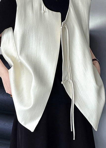 Beige Chinese Button Cotton Waistcoat O Neck Fall AF1062 HS-CTS240914