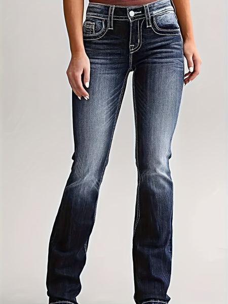 Chic Skinny-Fit Flare Leg Jeans - High-Stretch & Easy Care, Low-Waist, Versatile Denim for Women's Weekend Casual Furdela