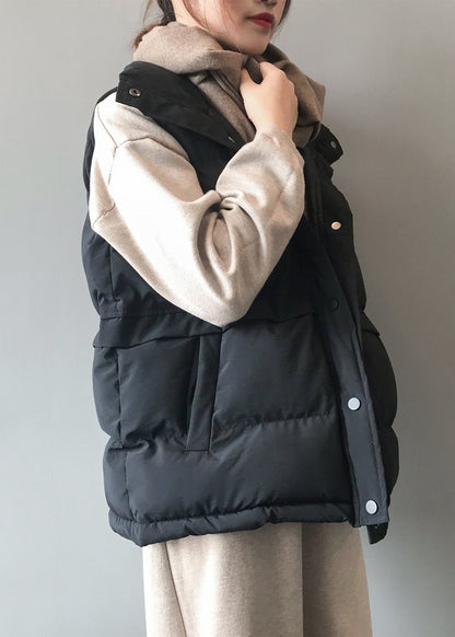 Casual Loose Beige Button Pockets Fine Cotton Filled Vest Sleeveless WD020 HS-VTP241103