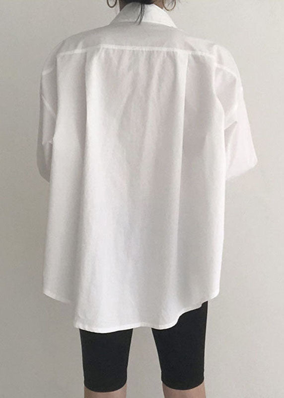 Modern White Peter Pan Collar Button Top Spring TT1004 shopify