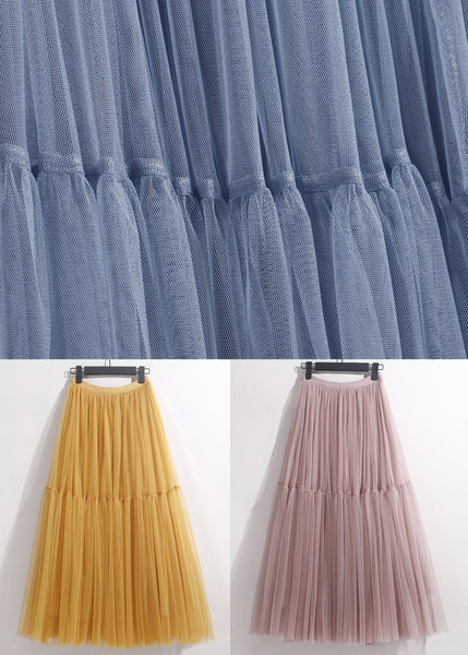 Tulle Patchwork High Waist Skirt Loose Summer Pleated Pink FashionChic
