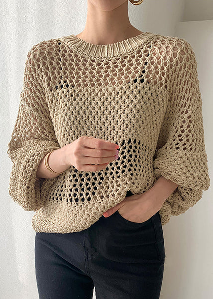 Spring Oversized Hollow Out Knit Style Sweaters Black FashionChic