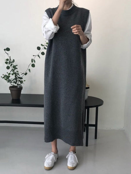 Urban Black Round-Neck Sleeveless Knit Dress QX017 shopify