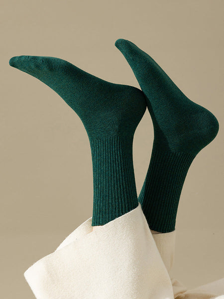 7 Pairs Women Winter Casual Solid Cotton Socks WU002 BUYKUD