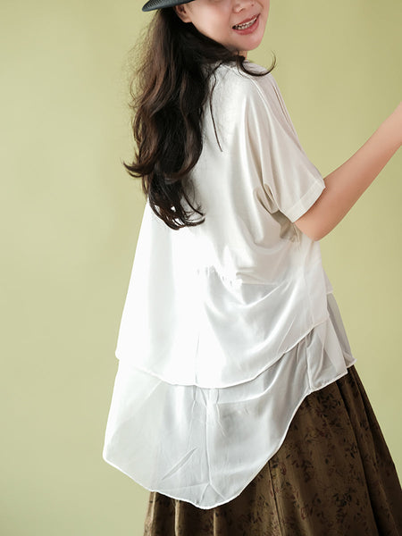 Plus Size Women Summer Casual Irregular Spliced Shirt AS1062 Ada Fashion