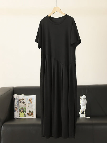 Plus Size Women Summer Solid Casual Cotton Dress PA1012 Ada Fashion