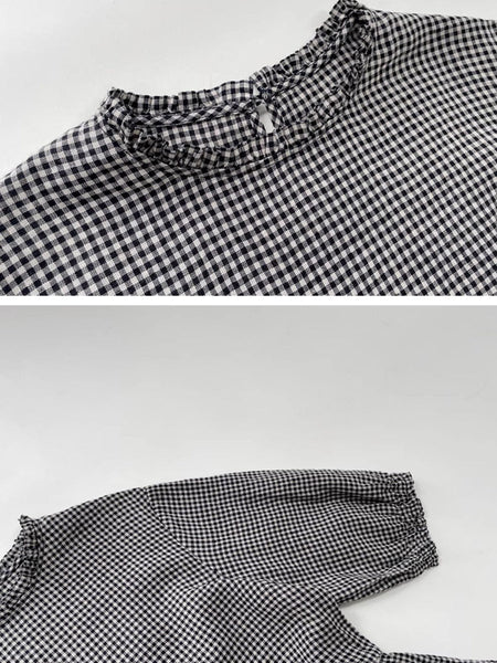 Plus Size Women Artsy Plaid Spliced 100%Cotton Tiered Dress SC1064 Ada Fashion