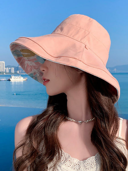 Hat Summer Sunproof Dual-side Flower Women Wearing FashionChic