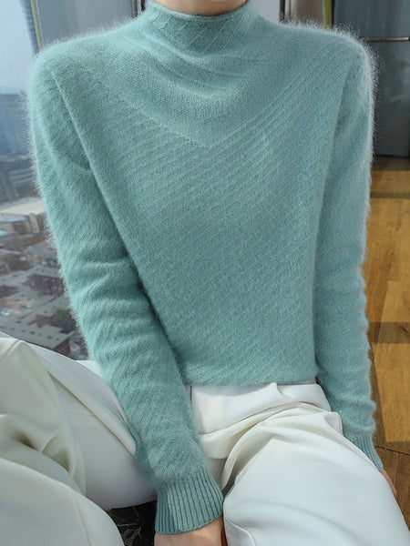 Women Autumn Half Turtleneck Wool Warm Knit Sweater AV1008 Genistyle Shop