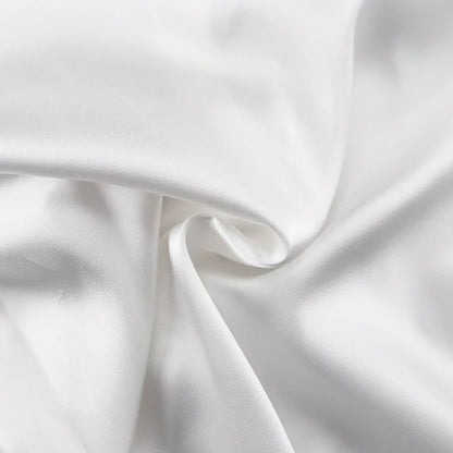 Satin Off Tie Top Sleeve Party Long Shoulder Lapel White with FashionChic