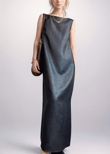 Open Side Sleeveless Long Back Elegant Red Dress Pockets Silk FashionChic