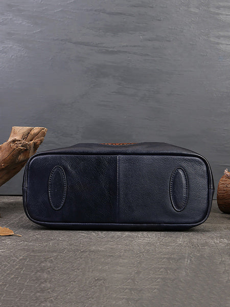 Women Leather Flower Spliced Capacity Hand Bag Shoulder Bag AX1007 Genistyle Shop