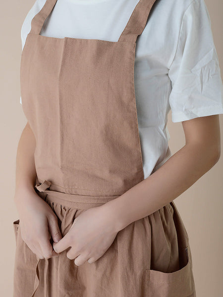 Women Casual Solid Summer Cotton Apron Dress KL1041 Ada Fashion