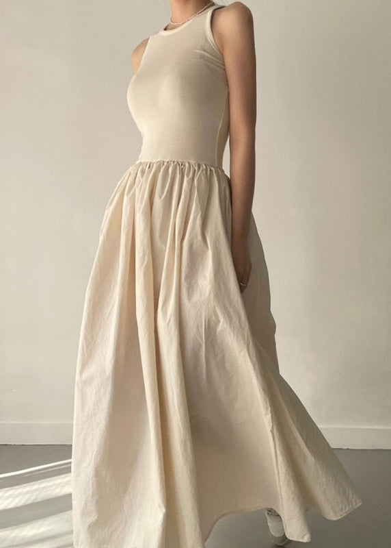 Patchwork Cotton Large Exra Party Hem Dress Sleeveless Black FashionChic