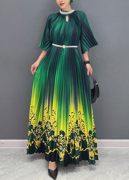 Fashion Gradient Color Green Print Long Dresses Summer AO1036 JDML-SDL240909