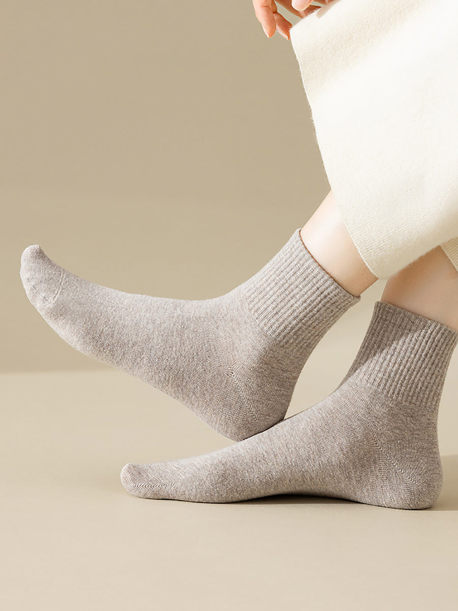 7 Pairs Women Winter Casual Solid Cotton Socks WU002 BUYKUD