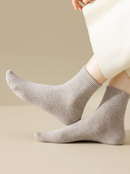 7 Pairs Women Winter Casual Solid Cotton Socks WU002 BUYKUD
