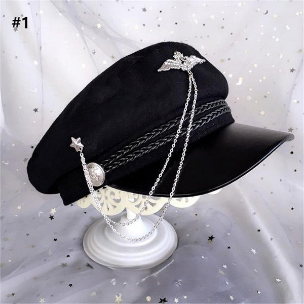 3 Black Options with Beret Decorated Chain FashionChic
