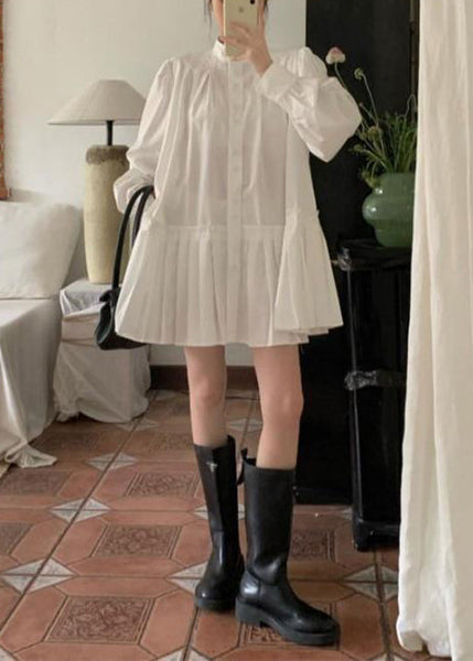 Spring Oversized White Dress Art Cotton Wrinkled Shirt FashionChic