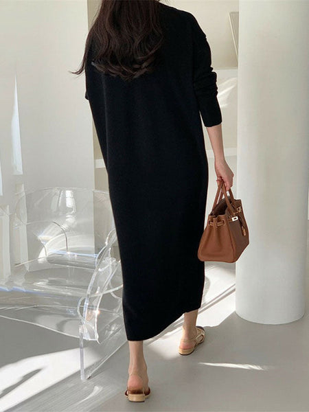 Urban Apricot V-Neck Long Sleeve Knit Dress AN1075 Genistyle Shop