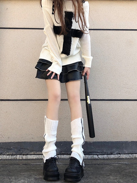 Zipper Colors Design 7 Knitted Leg Warmers FashionChic