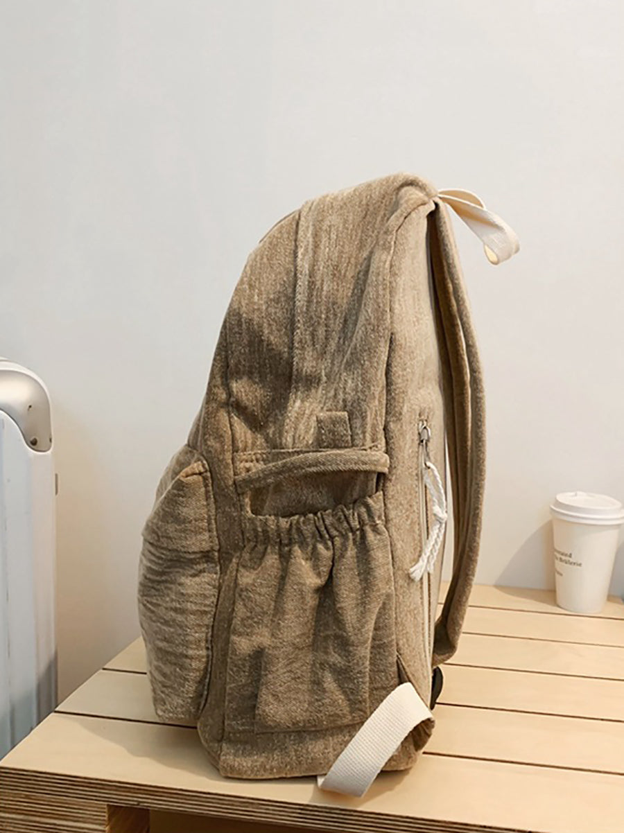 Couple Casual Solid Canvas Zipper Backpack XX1045 Ada Fashion