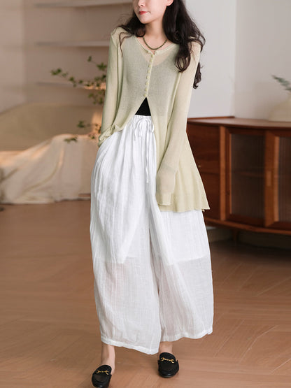 Plus Size Women Casual Solid Summer Linen Harem Pants SC1034 Ada Fashion