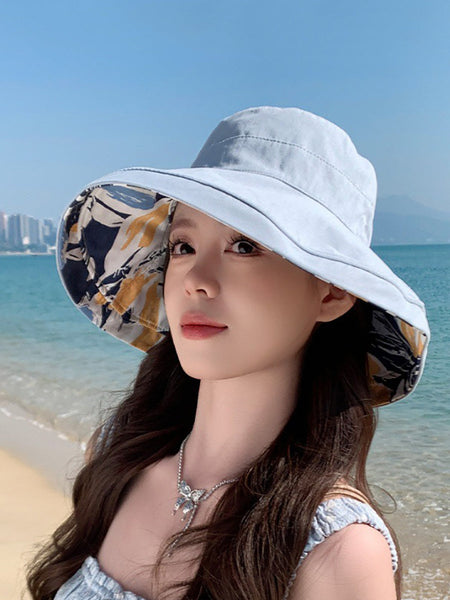 Hat Summer Sunproof Dual-side Flower Women Wearing FashionChic