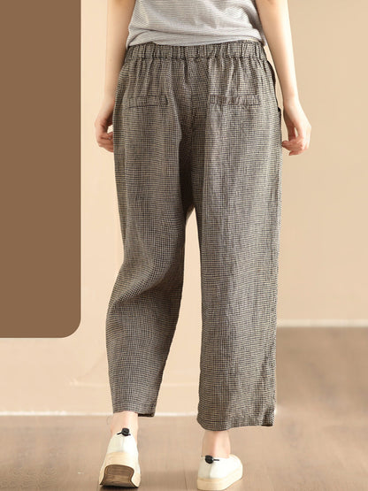 Women Summer Vintage Solid Linen Wide-leg Pants AA1017 Ada Fashion