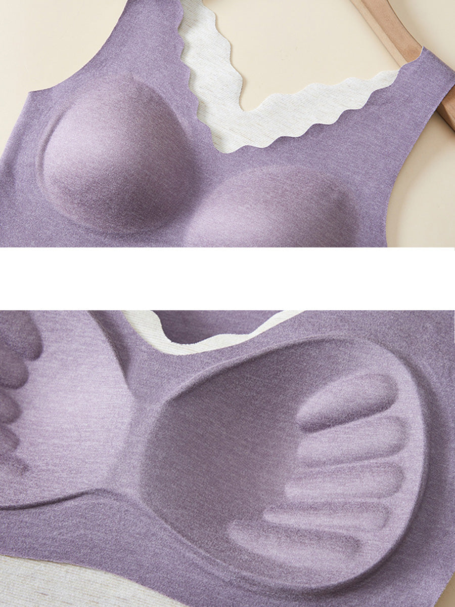 Women Solid Seamless Warm With Breast Pads Base Underwear AK1003 Genistyle Shop