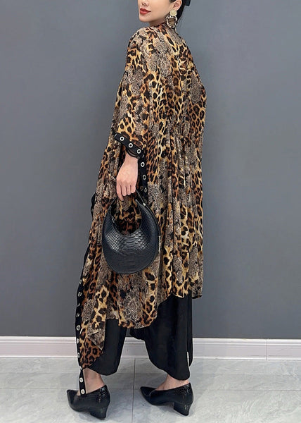 2024 Summer Leopard Cardigan Asymmetrical Design Long Sleeve AO1062 JDML-CDG240909