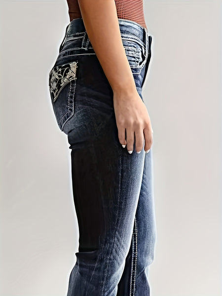 Chic Skinny-Fit Flare Leg Jeans - High-Stretch & Easy Care, Low-Waist, Versatile Denim for Women's Weekend Casual Furdela