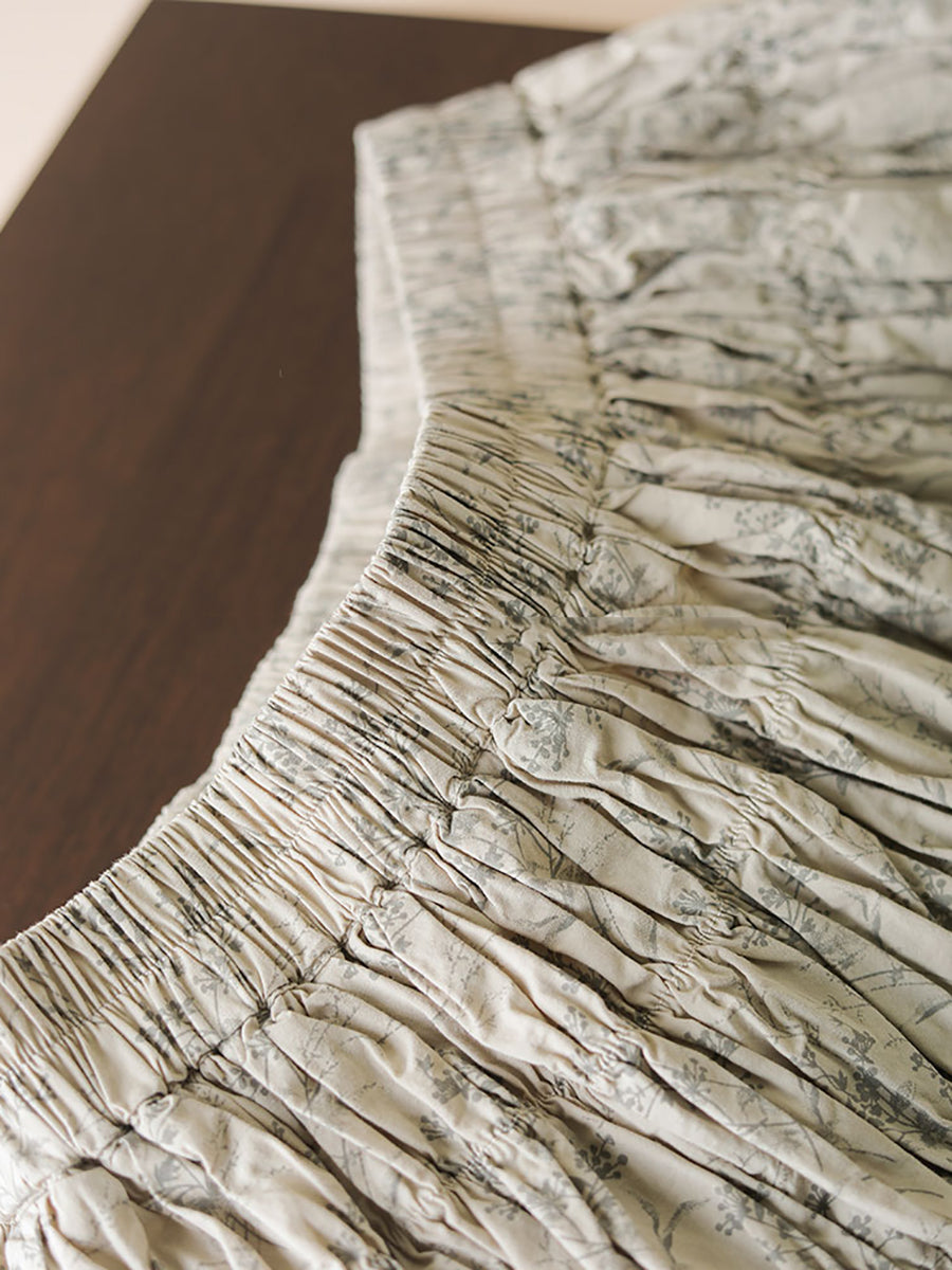 Women Summer Artsy Floral Shirred Cotton Skirt WE1042 Ada Fashion