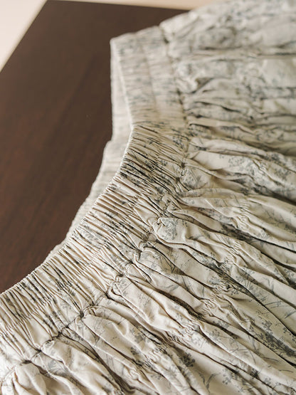 Women Summer Artsy Floral Shirred Cotton Skirt WE1042 Ada Fashion