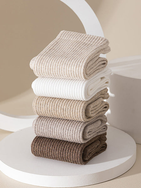 7 Pairs Women Winter Casual Solid Cotton Socks WU002 BUYKUD