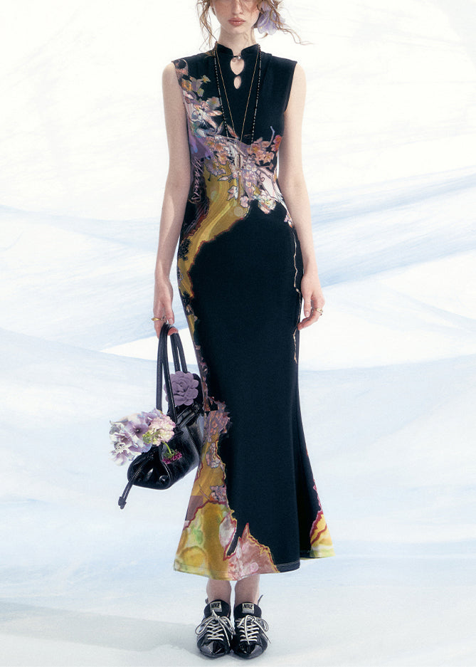 Tulle Long Slim Summer Hollow Fit Dresses Black Out FashionChic