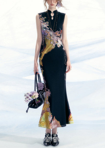 Tulle Long Slim Summer Hollow Fit Dresses Black Out FashionChic