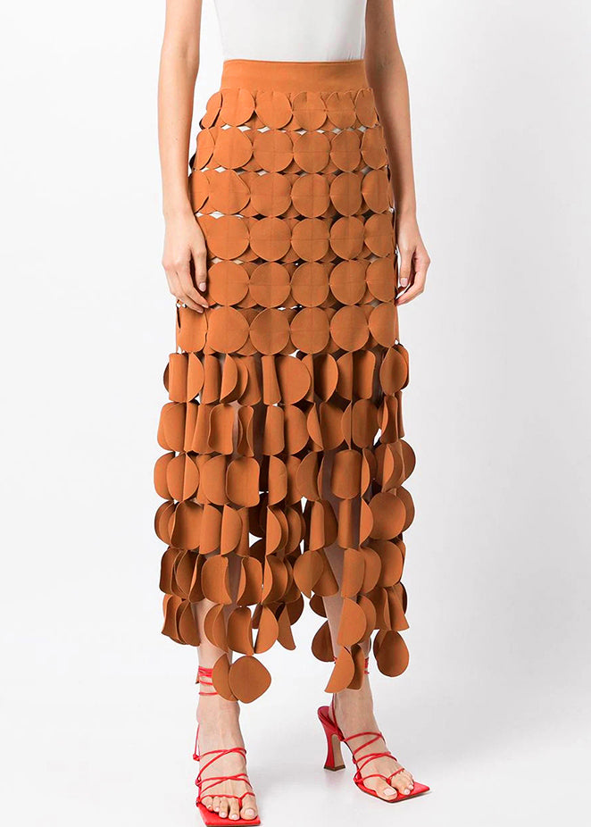 Up Out Skirts Original Hollow Design Orange Zip Summer FashionChic