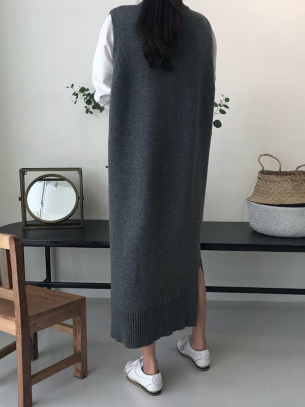 Urban Black Round-Neck Sleeveless Knit Dress QX017 shopify