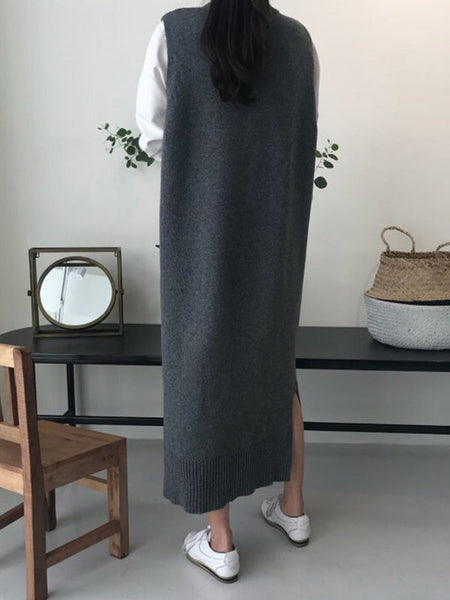 Urban Black Round-Neck Sleeveless Knit Dress QX017 shopify