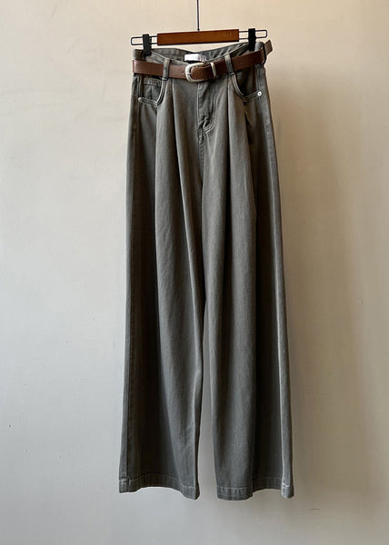 Boutique Khaki Pockets High Waist Denim Straight Pants Fall AF1006 HS-LPTS240914