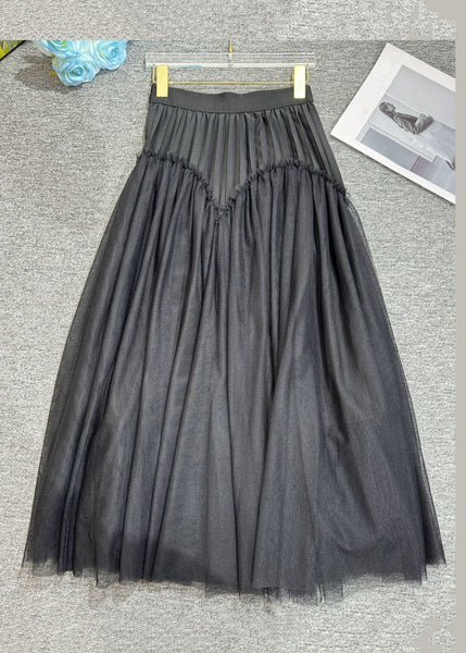 Loose Khaki Ruffled Side Open Tulle Skirt Spring RV018 ABC