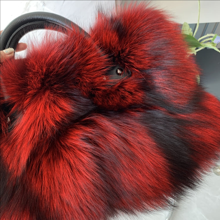 Real Multicolour Silver Fox Fur Handbag F4164 Furdela Wholesale